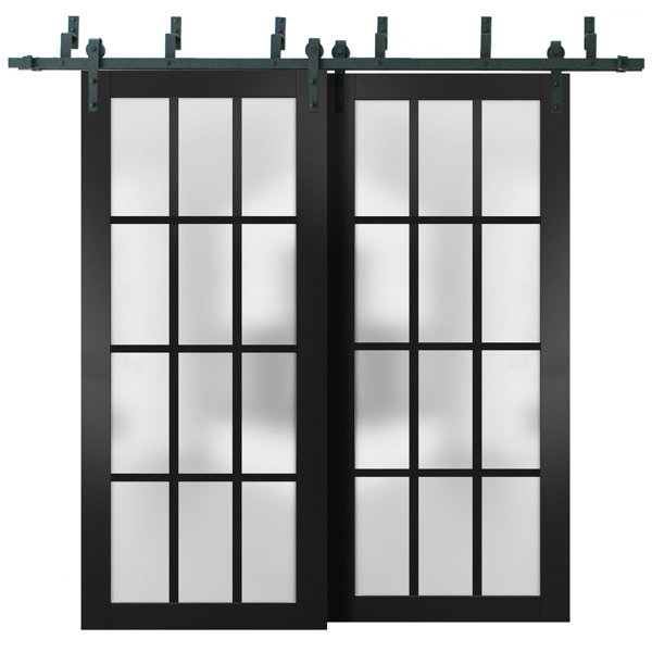 SARTODOORS Felicia Frosted Glass Sliding Closet Black Doors Wayfair